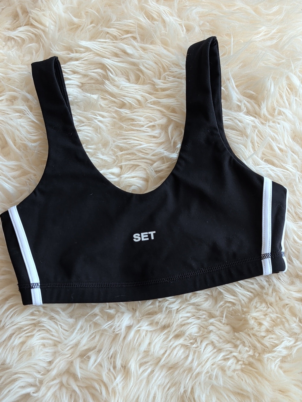 SET Active Black Sports Bralette with White Trim
